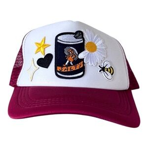 Red and White Trucker Hat with Salty Patch